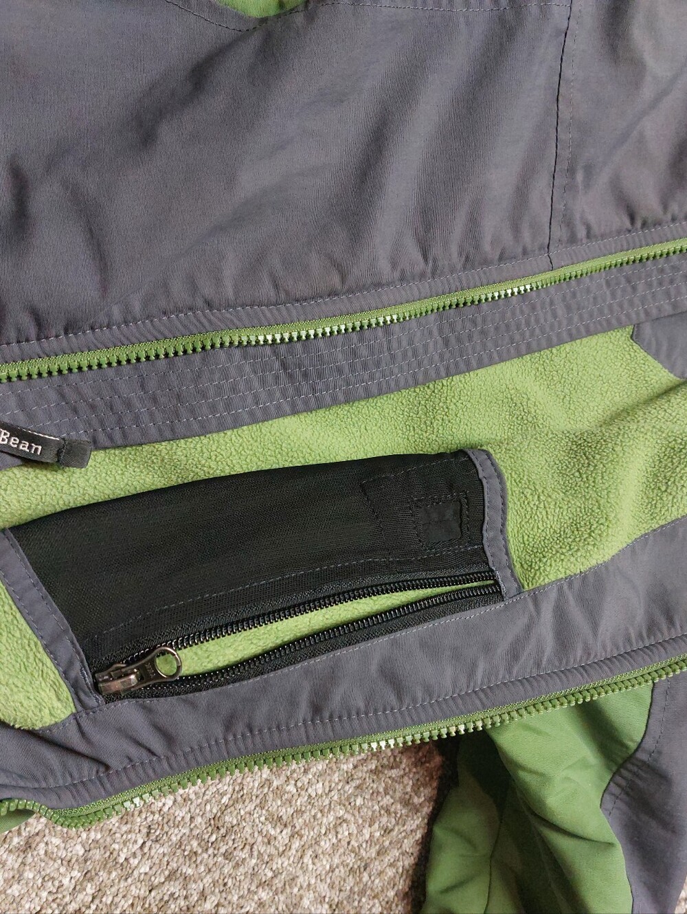 L.L. Bean Kids Hooded Jacket in Gray and Green - Picture 6 of 7